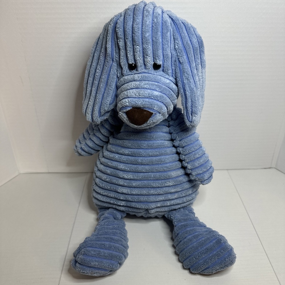 Jellycat 15" Blue Cordy Corduroy Ribbed Puppy Dog Plush Toy Weighted Bottom